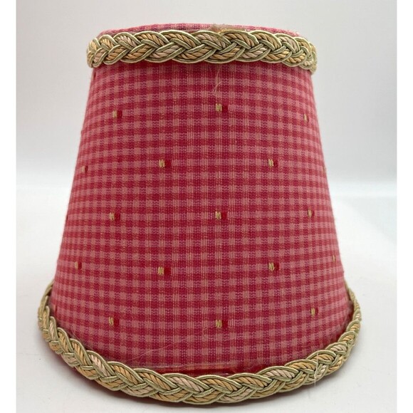 5 Vtg Pink Red Gingham Micro Check Chandelier Lamp Shades 4.5" Clip On Handmade - Picture 2 of 12